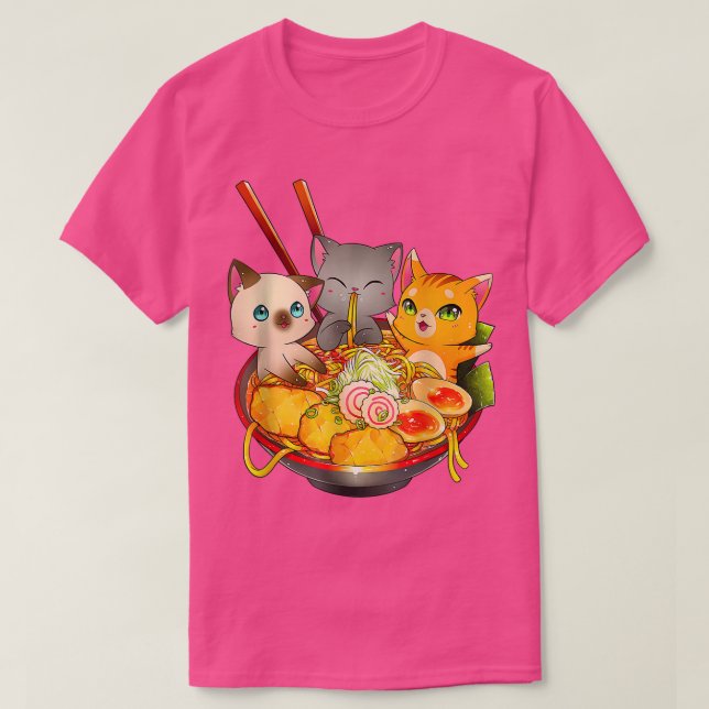 Ramen Cat Kawaii Neko Anime Otaku Katzen Japanisch T-Shirt (Design vorne)