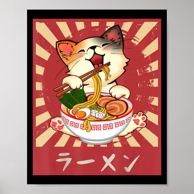 Ramen Cat Neko Anime Kawaii Japanischer Merch Gesc Poster (Vorne)