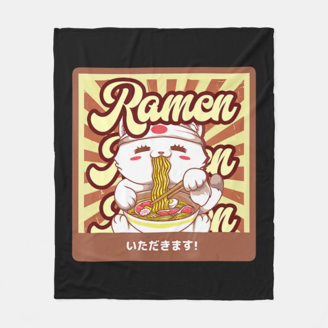 Ramen Cat Neko Anime Kawaii Japanisches Cat Lover  Fleecedecke (Vorderseite)