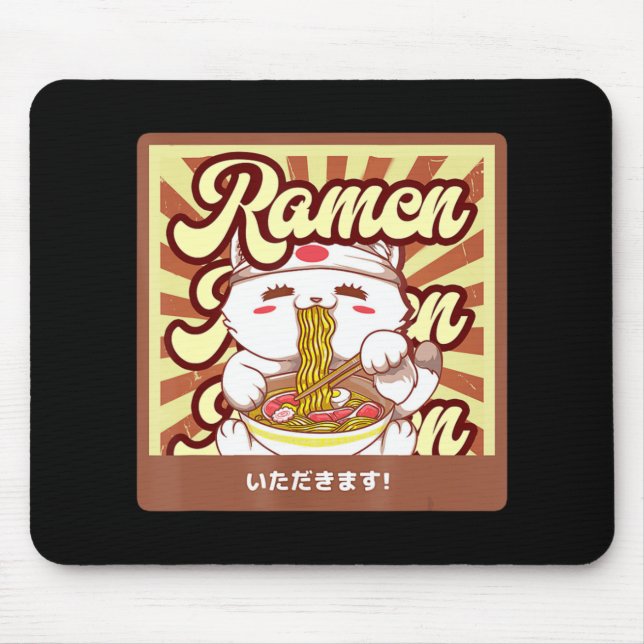Ramen Cat Neko Anime Kawaii Japanisches Cat Lover  Mousepad (Vorne)