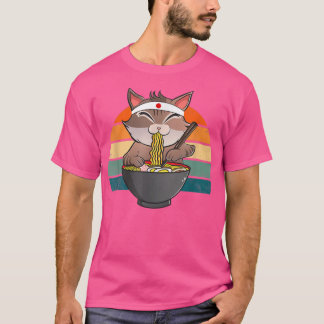 Ramen Cat Neko Noodle Anime Kawaii Japanischer Fun T-Shirt