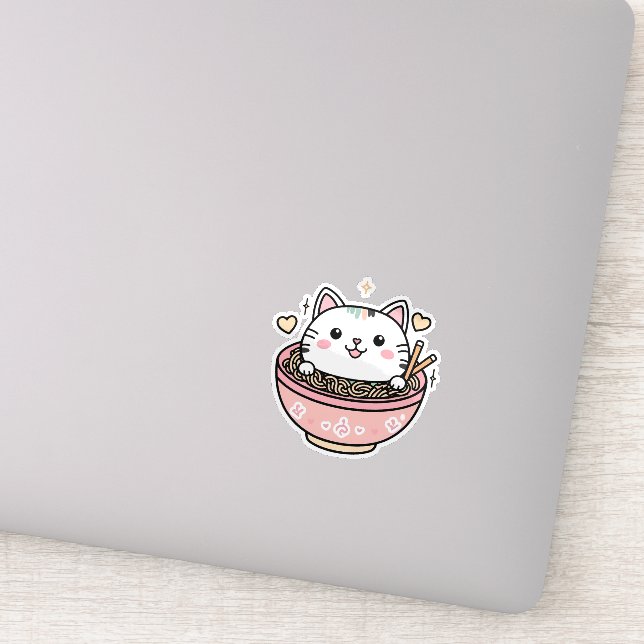 Ramen Cat - Niedlich Kawaii Aufkleber (Detail)