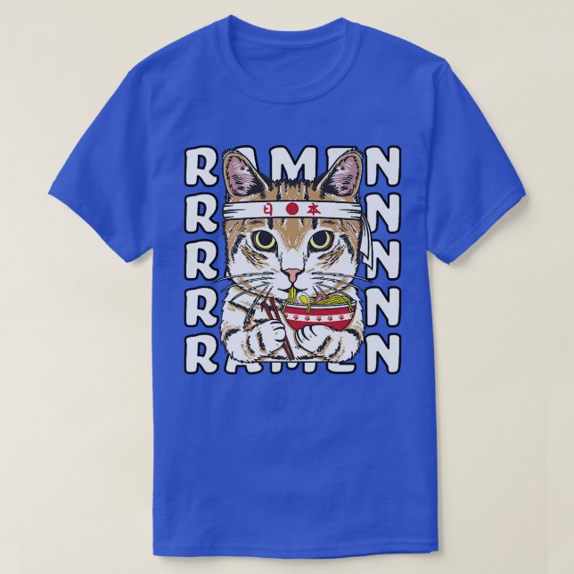 Ramen Cat Ninja Anime Kawaii Japanisch  T-Shirt (Design vorne)