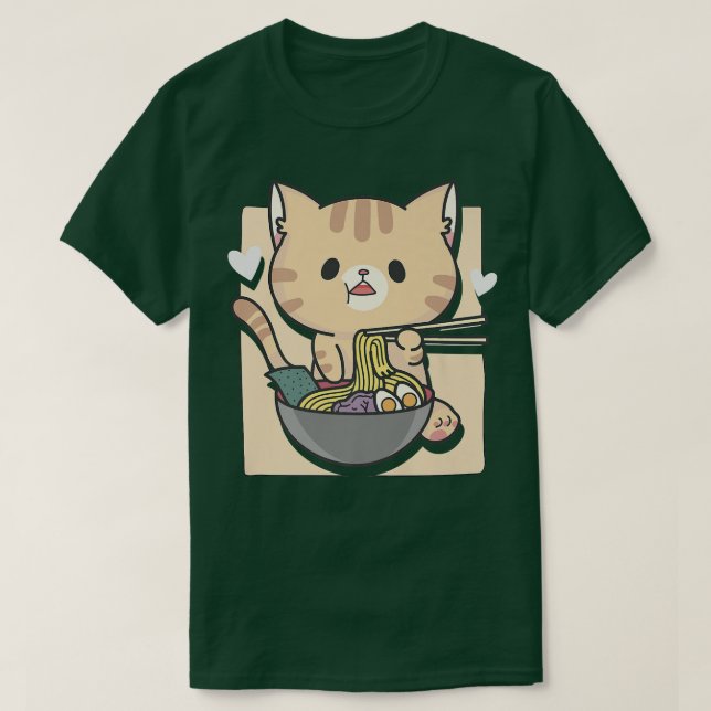 Ramen Cat Otaku Ästhetik Kawaii  T-Shirt (Design vorne)