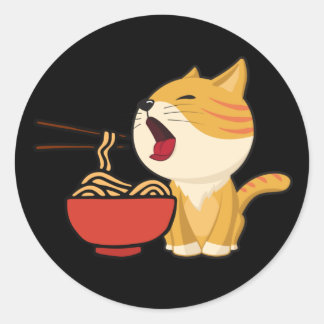 Ramen Cat, Ramen Noodles, Japanischer Ramen Cat Runder Aufkleber