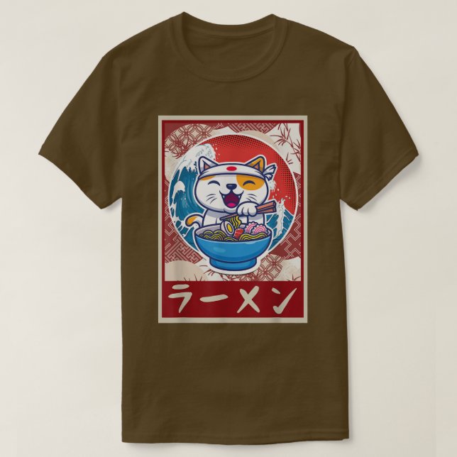Ramen Cat Shirt Kawaii Anime Japanese Food Gift Te (Design vorne)