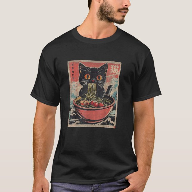 Ramen Cat: The Great Noodle Wave T-Shirt (Vorderseite)