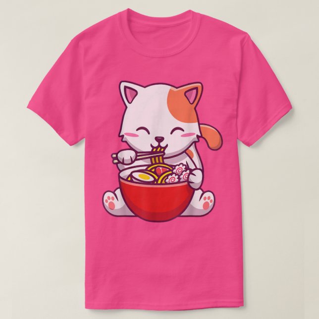 Ramen Cat Tshirt Kawaii Anime T-Shirt Japanischer  (Design vorne)