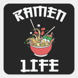 Ramen Club Team   Ramen Life Love Design Quadratischer Aufkleber