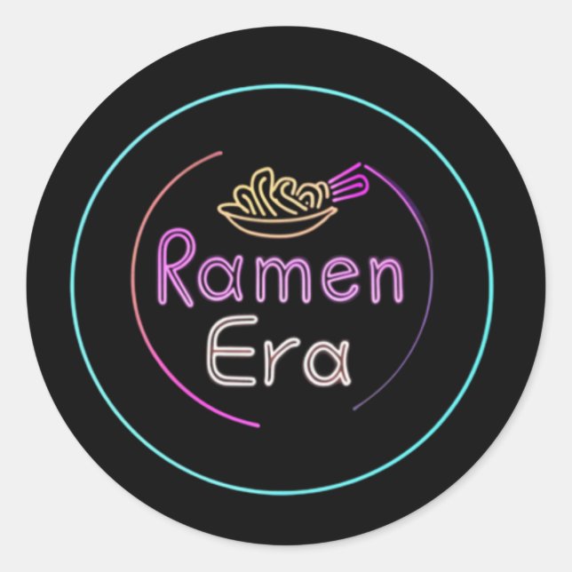 RAMEN ERA, japanisches Essen, NEON STYLE Runder Aufkleber (Vorderseite)