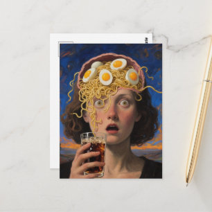 Ramen-Gehirnessende Frau Postkarte