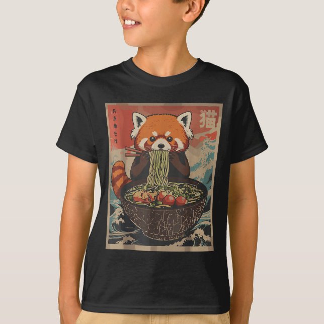 Ramen Japanese Graphic Tees Red Panda Anime Shirts (Vorderseite)