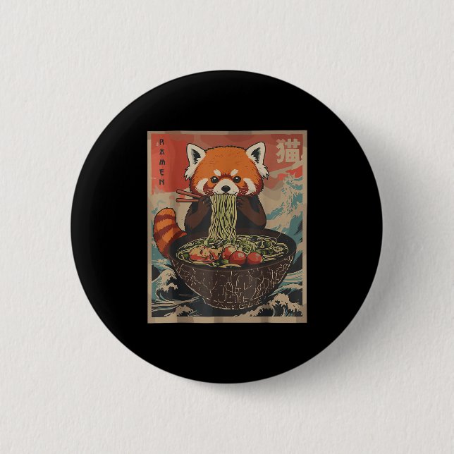 Ramen Japanese Graphic Tees Red Panda Anime Shirts Button (Vorderseite)