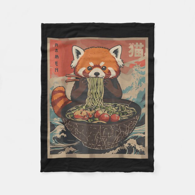 Ramen Japanese Graphic Tees Red Panda Anime Shirts Fleecedecke (Vorderseite)