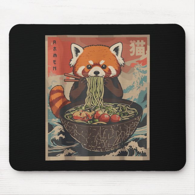 Ramen Japanese Graphic Tees Red Panda Anime Shirts Mousepad (Vorne)