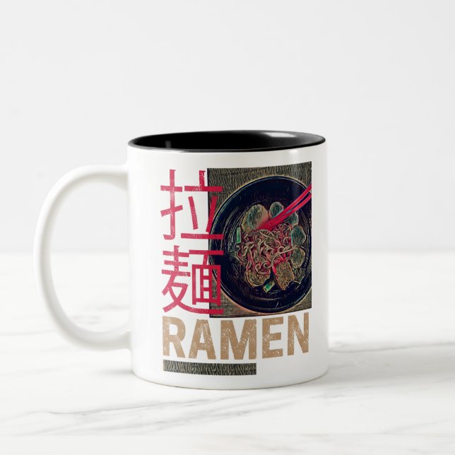 Ramen Japanese Noodle Anime Vintag Zweifarbige Tasse (Links)