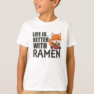 Ramen Japanese Noodle Niedlich Fox Eats Ramen T-Shirt