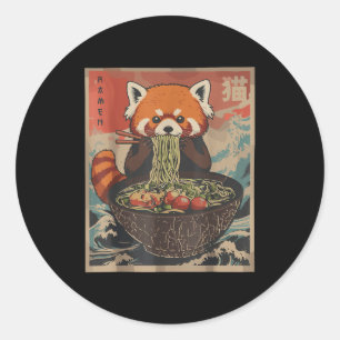 Ramen japanische Grafik-T-Shirts Rote-Panda-Anime- Runder Aufkleber