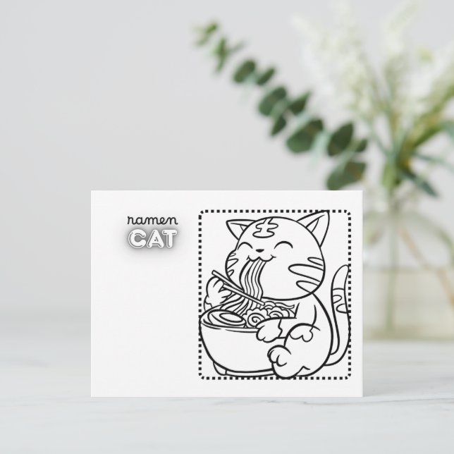 Ramen-Katz-Postkarte * Malvorlage Postkarte (Stehend Vorderseite)
