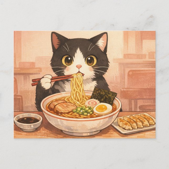 Ramen-Katz-Postkarte Postkarte (Vorderseite)