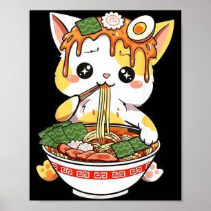 Ramen-Katze Design Kawaii Stil Lustige Japanische  Poster