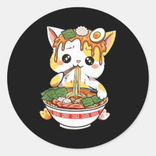 Ramen-Katze Design Kawaii Stil Lustige japanische Runder Aufkleber