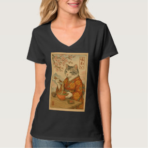 Ramen-Katze – Japanische Katze genießt Nudeln T-Shirt