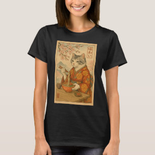 Ramen-Katze – Japanische Katze genießt Nudeln T-Shirt