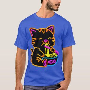 Ramen-Katze Neon-Schriftzug T-Shirt