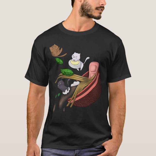 Rāmen-Katzen T-Shirt (Vorderseite)