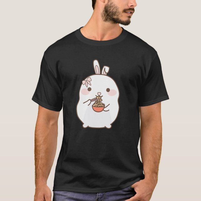 Ramen Kawaii Bunny Rabbit Eating Ramen Niedlich Gr T-Shirt (Vorderseite)