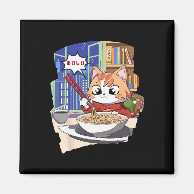 Ramen Kawaii Cat Anime Magnet (Vorne)