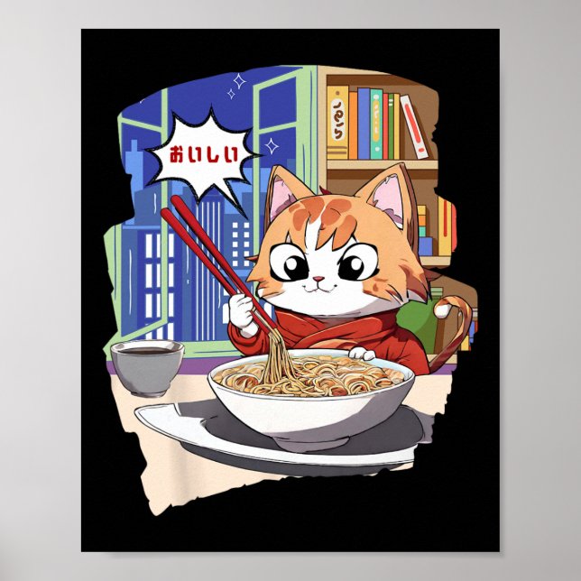 Ramen Kawaii Cat Anime Poster (Vorne)