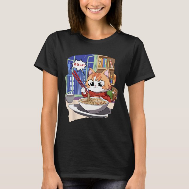 Ramen Kawaii Cat Anime T-Shirt (Vorderseite)