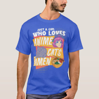 Ramen Lover nur ein Mädchen, das anime Katzen Lieb T-Shirt
