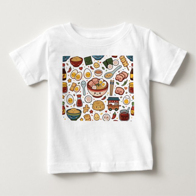 Ramen-Muster Baby T-shirt (Vorderseite)