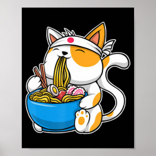 Ramen Niedlich Cat Kawaii Anime Japanisch Food Nek Poster