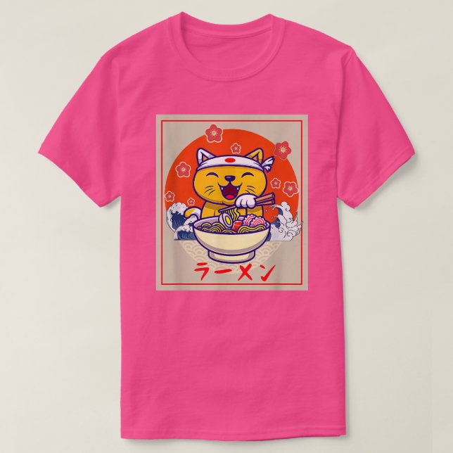 Ramen Niedlich Cat Kawaii Anime Japanisches Food N T-Shirt (Design vorne)
