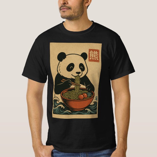 Ramen Noodle Eating: Panda Mens T - Shirt (Vorderseite)