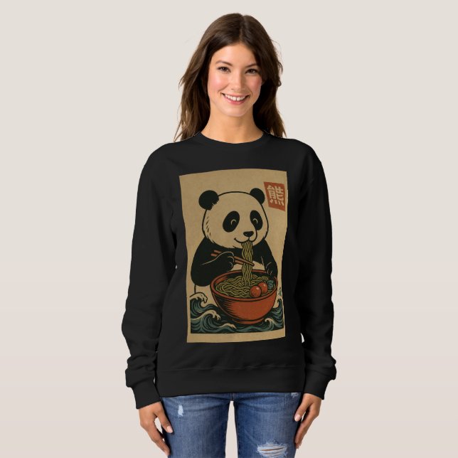 Ramen Noodle Eating: Panda Women's Sweatshirt (Vorne ganz)