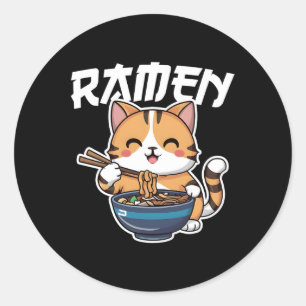 Ramen Noodle Neko Cat Japanisch Kawaii Manga Anime Runder Aufkleber