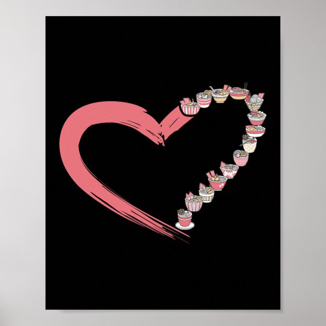 Ramen Noodle Ramen Heart Bowl Liebe Japanisch Kawa Poster (Vorne)