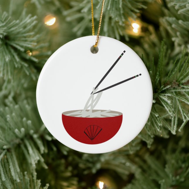 Ramen Noodles Asian Bowl Party Keramik Ornament (Baum)