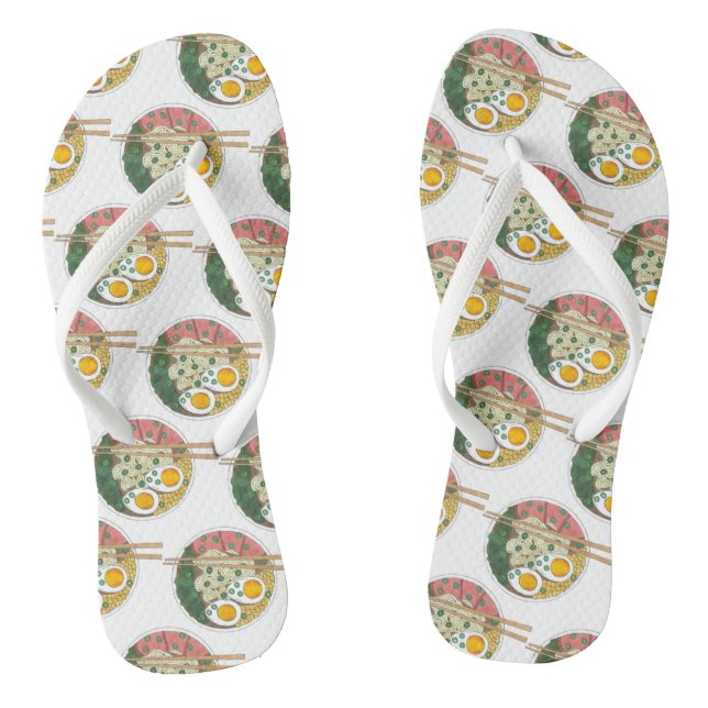 Ramen Noodles Bowl Japanischer Restaurant Feinschm Flip Flops (Fußbett)
