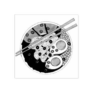 Ramen Noodles Bowl Japanischer Restaurant Feinschm Gummistempel