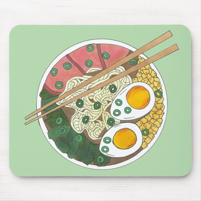 Ramen Noodles Bowl Japanischer Restaurant Feinschm Mousepad (Vorne)