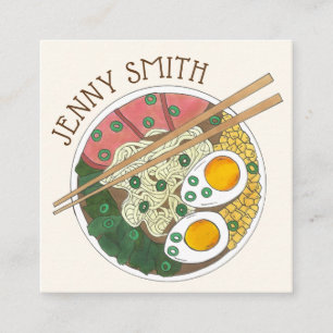Ramen Noodles Bowl Japanischer Restaurant Feinschm Quadratische Visitenkarte