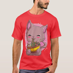 Ramen Noodles BowlWomen Girls, Niedlich Kawaii Nek T-Shirt