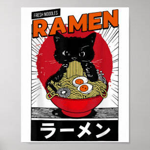 Ramen Noodles Cat Y2k Retro Anime Cat _1 Poster