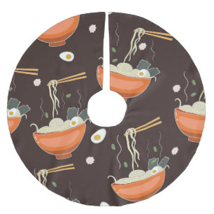 Ramen Noodles: Vintage Grafiken Polyester Weihnachtsbaumdecke